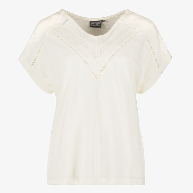 Twoday dames T-shirt wit met borduursels - Maat M