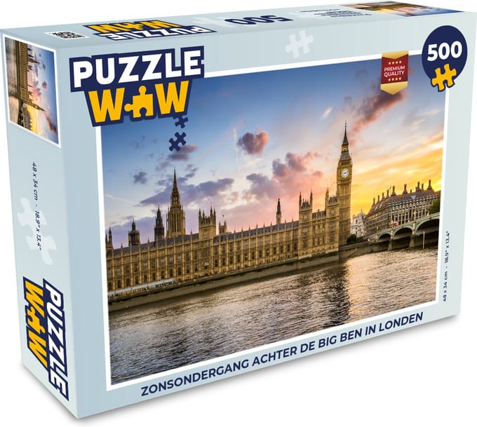 Puzzel Zonsondergang achter de Big Ben in Londen - Legpuzzel - Puzzel 500 stukjes