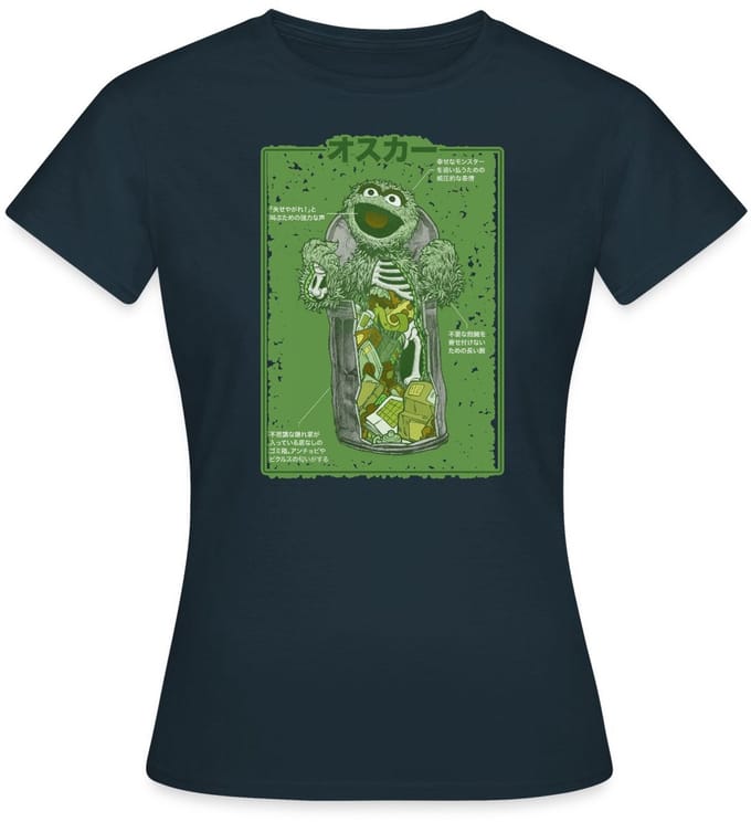 Sesamstraat Oscar Anatomie Vuilnisbak T-Shirt Dames
