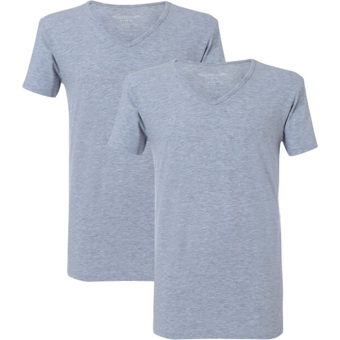 McGregor - Premium Stretch T-shirt - V-neck - 2-Pack - Grijs - M
