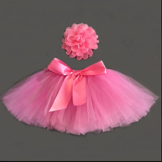 tutu set - donker roze baby 6-12maanden