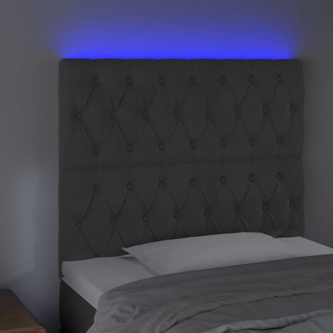 vidaXL - Hoofdbord - LED - 100x7x118/128 - cm - fluweel - donkergrijs