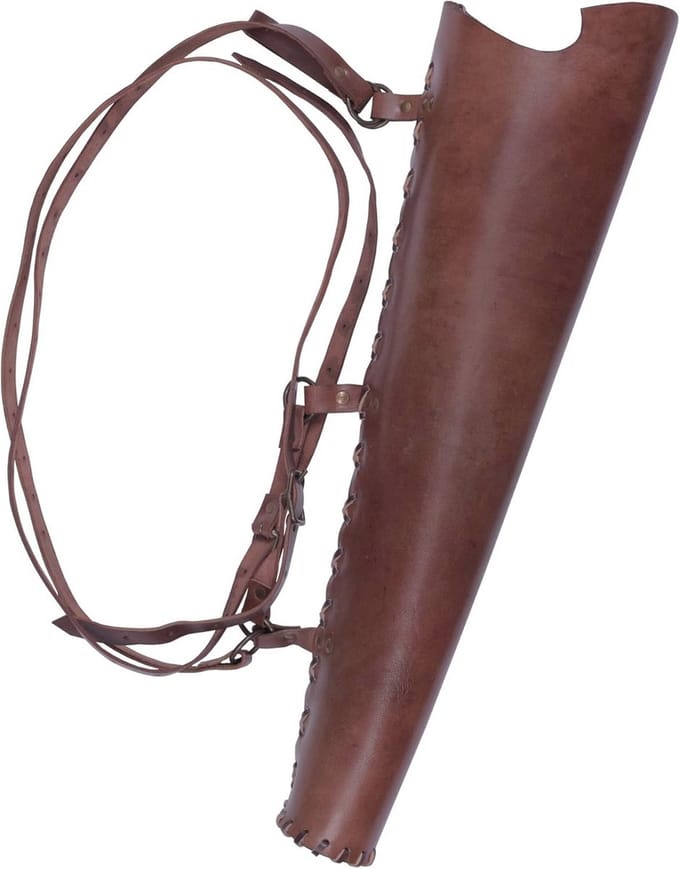 Bruine leren pijlkoker met rugband