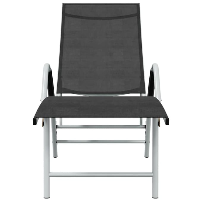 vidaXL - Ligbed - textileen - en - aluminium - zwart