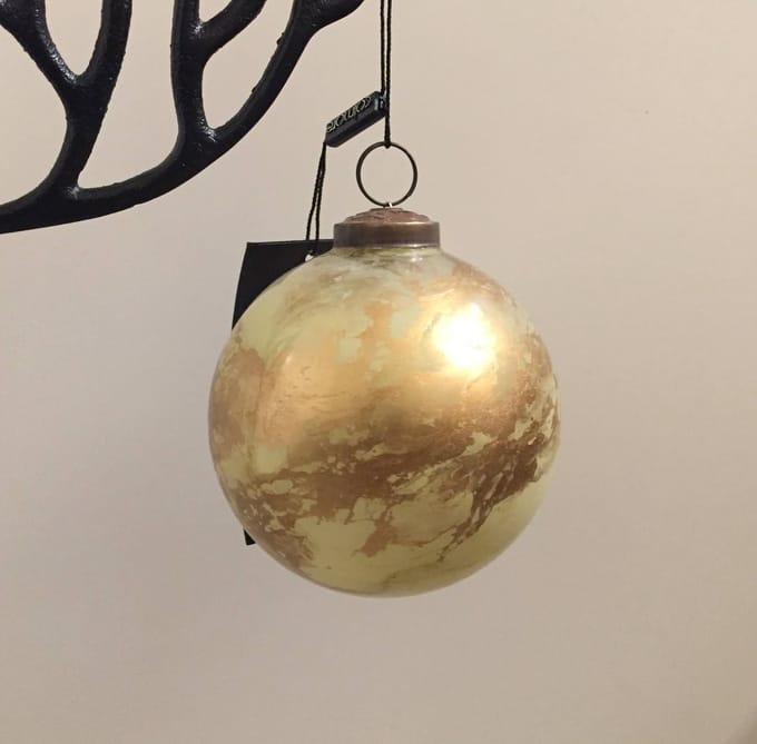 Diga Colmore grote kerstbal Goud marmer 10cm 2 stuks