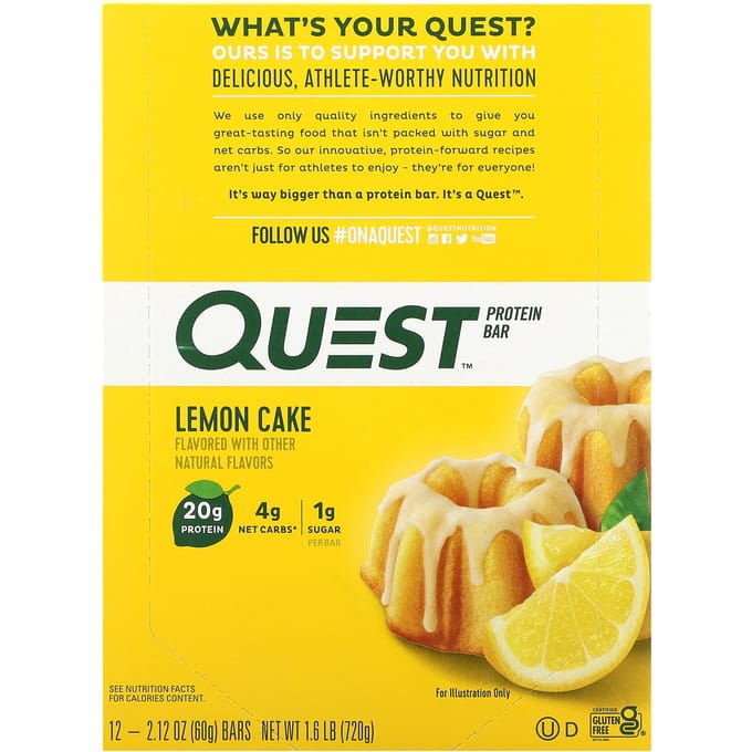 Quest Nutrition, Barre protéinée, Gâteau au citron, 12 barres, 60 g (2,12 onces) chaque
