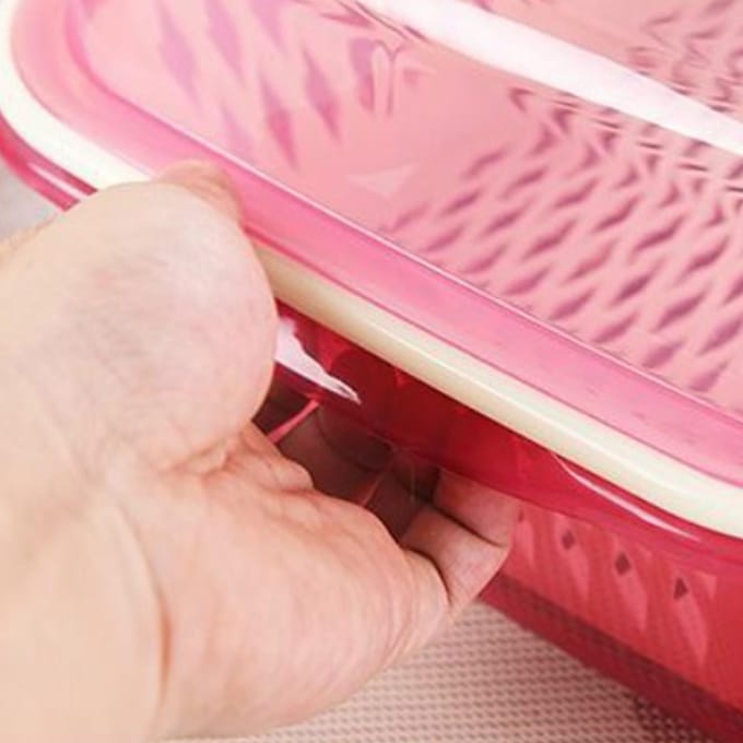 Dubbellaags afdruipmand Verdikt plastic Grote capaciteit met deksel Afwasgroentemandjes voor pink