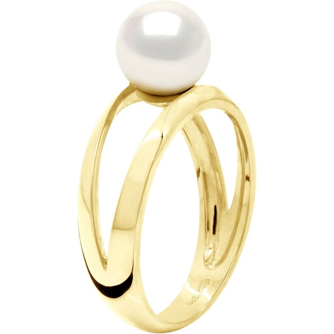 Ring - Geel Goud 375 - Echte Gecultiveerde Zoetwater Parel Rond 8-9 mm