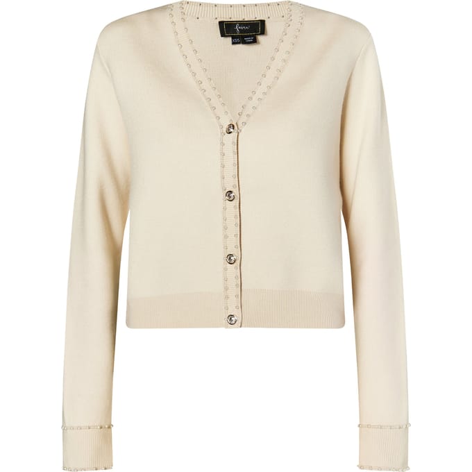 Faina Vest met parels Dames wolwit