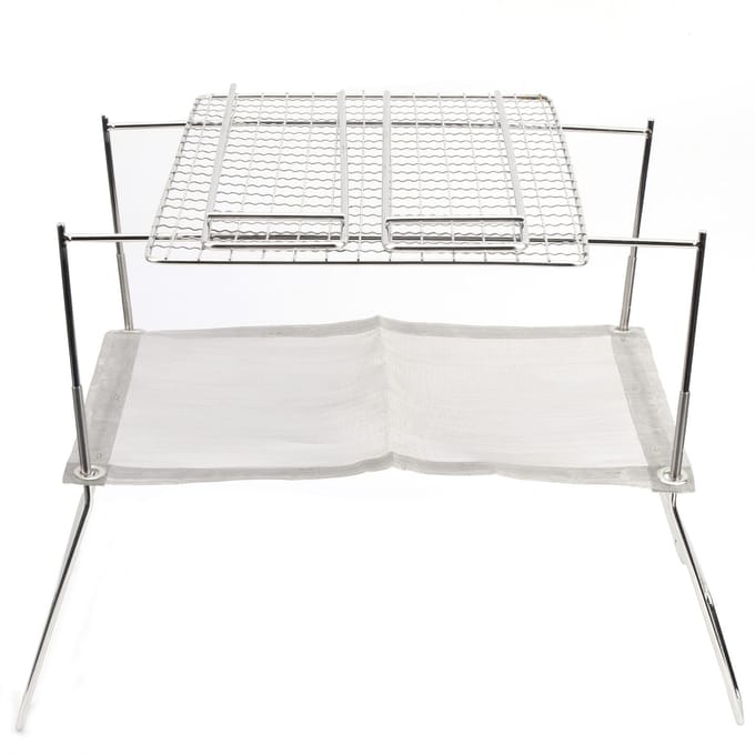 RVS Draad Buiten Barbecue Kachel Opvouwbare Grill met Baknet BBQ Camping white
