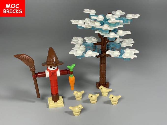 MOC Stenen Vogelverschrikker Stad Serie Veld Boerderij Accessoire Stad Bouwstenen Speelgoed ideaal voor Kinderen white