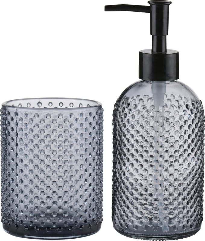 Arti Casa Zeeppompje/dispenser - incl. extra drinkglas - grijs - glas - 15 x 19 x 8 cm - zeeppomp en beker