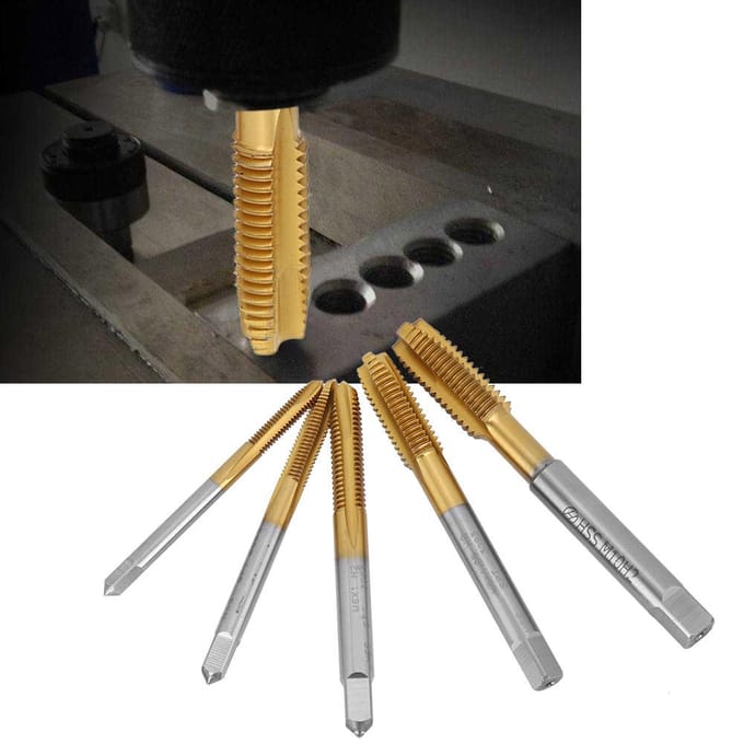 5 Pièces Taraud Machine Pointe Contenant Cobalt Acier Rapide Filetage Vis Outils à Main M4?M10 gray