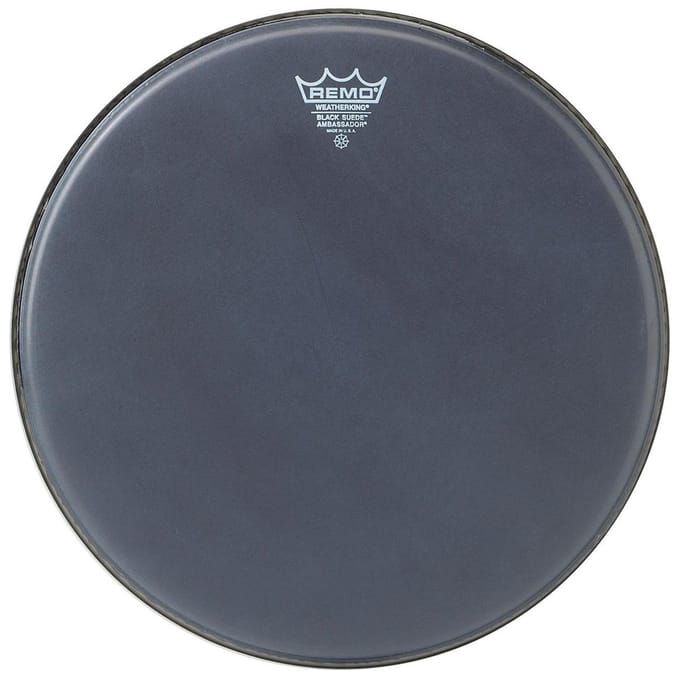 Remo Ambasador zwart Suede 12", Tom Batter/Reso - Tom vel