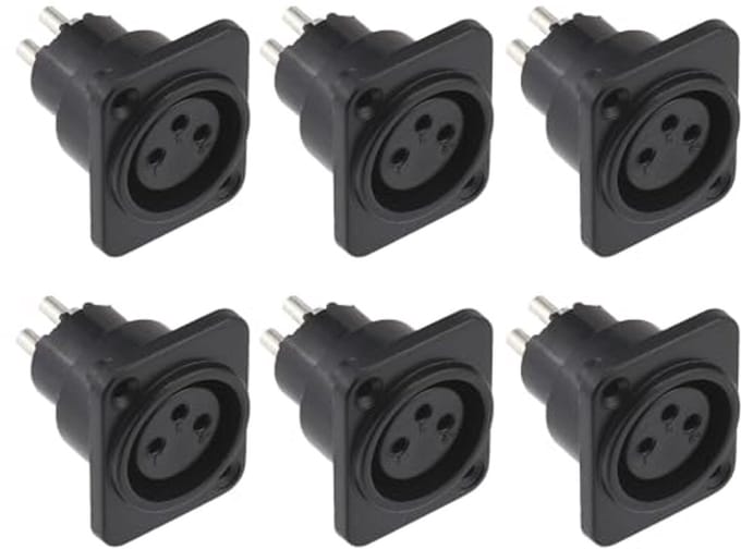XLR vrouwelijke aansluiting 6 stuks - 3-pins paneelmontage connector voor microfoon