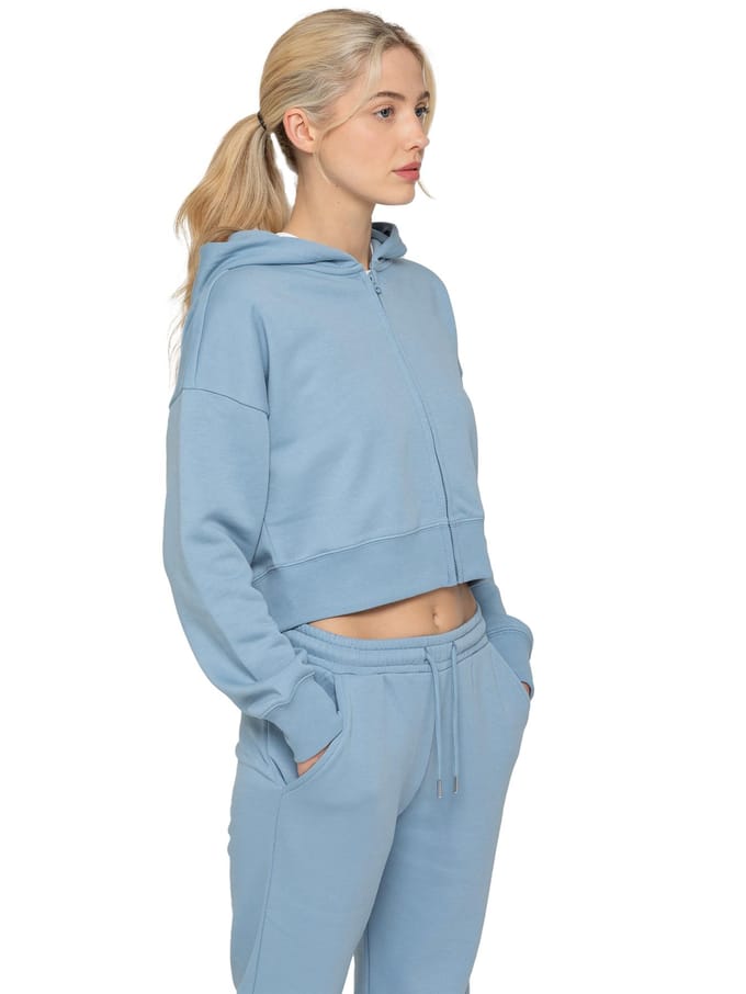 Enzo Women Crop Zip Hoodie