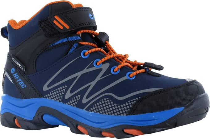 Hi-Tec Blackout Mid Polyester Soft Shell Jongens Marine/Oranje/Meerblauwe Wandelschoenen