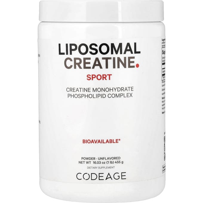 Codeage, Créatine Liposomale Sport, Poudre de Monohydrate de Complexe Phospholipidique, Non Aromatisée, 5 000 mg, 1 lb (455 g)