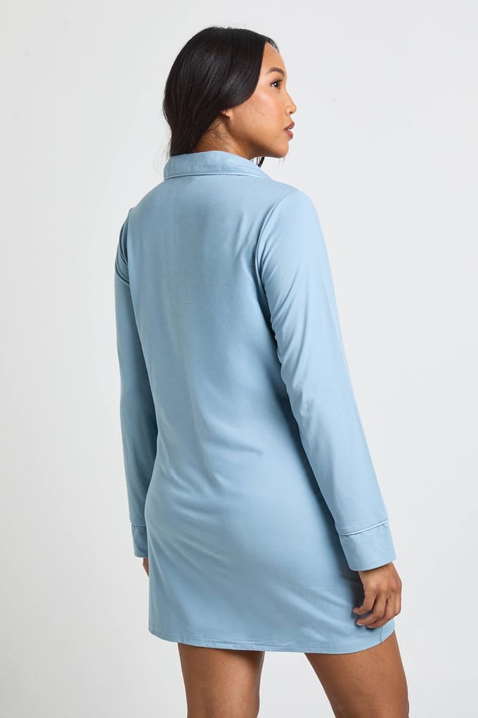 boohoo Dames Zwangerschaps Nachthemd Met Paspeldetail | Dusty Blue | Maat: 8
