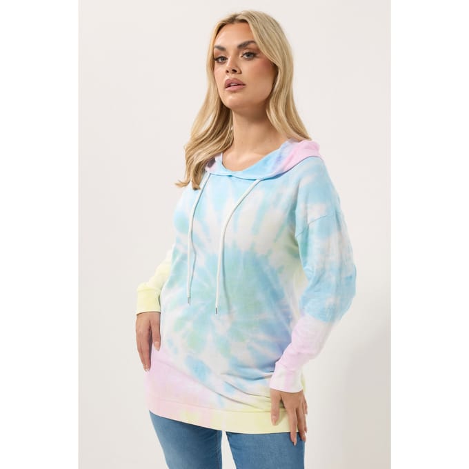 Yours Blauwe Tiedye Hoodie Size 48