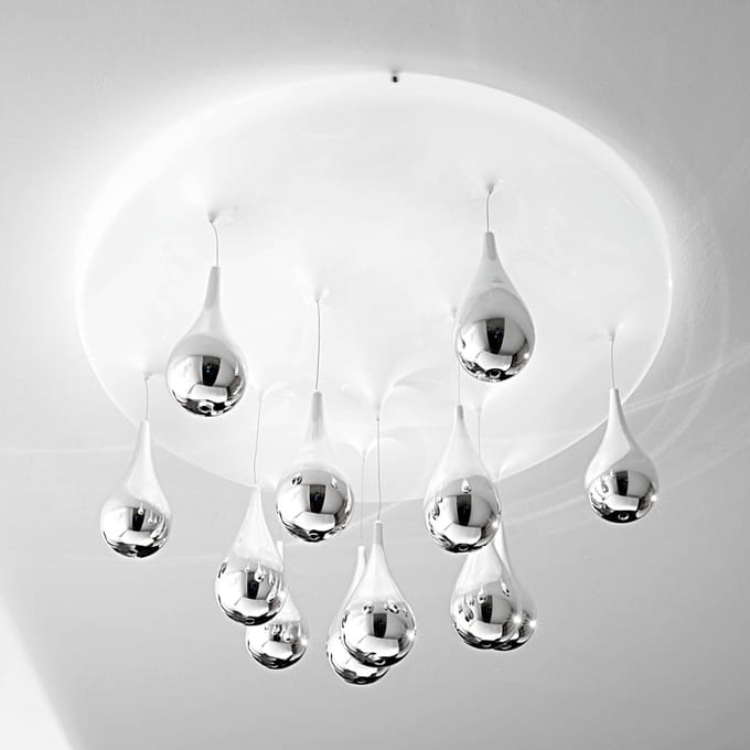 Sil-Lux Plafondlamp Pioggia, wit, chroom, Ø 70 cm H 35 cm