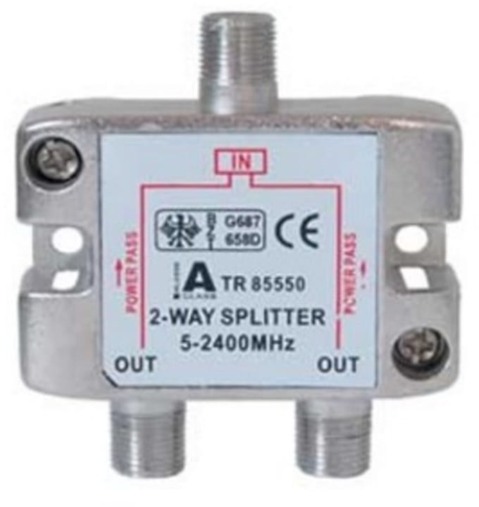 F satelliet splitter met 2 uitgangen / 5-2400 MHz