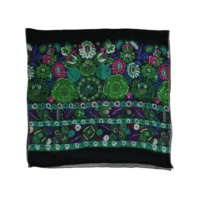 Roberto Cavalli Zwart en Multikleur Bloemenprint Sjaal - '10s