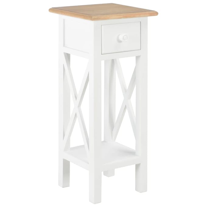 vidaXL - Bijzettafel - 27x27x65,5 - cm - hout - wit