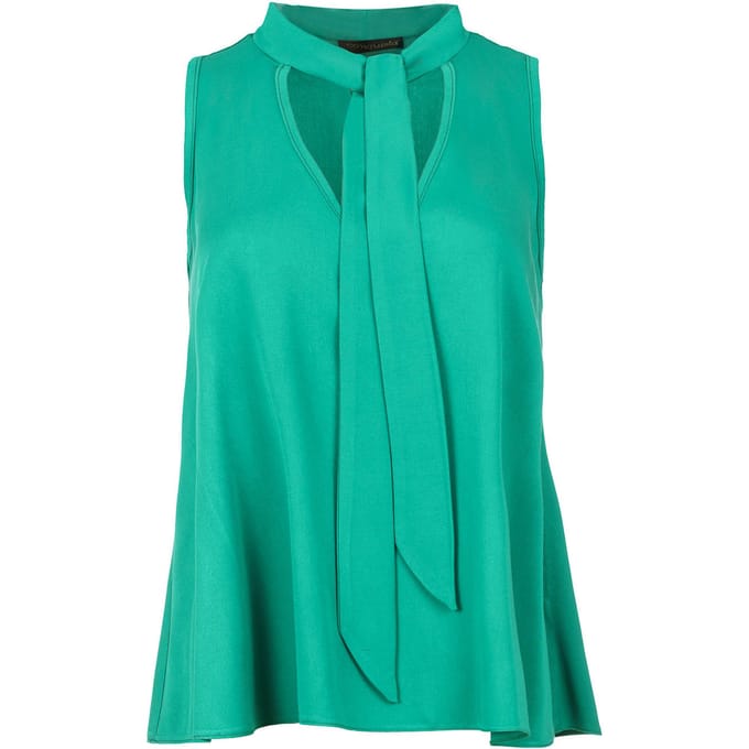 Groene mouwloze top met strikdetail
