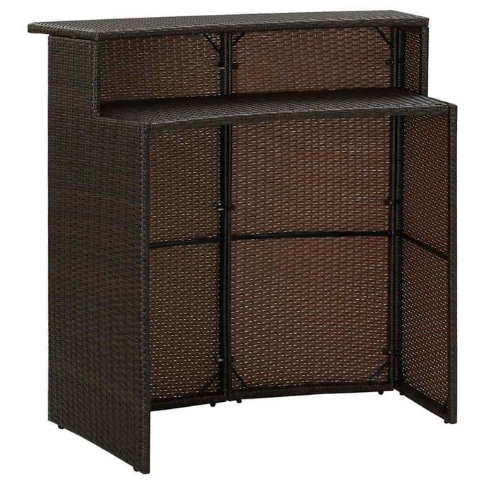vidaXL - Tuinbartafel - 120x55x110 - cm - poly - rattan - bruin