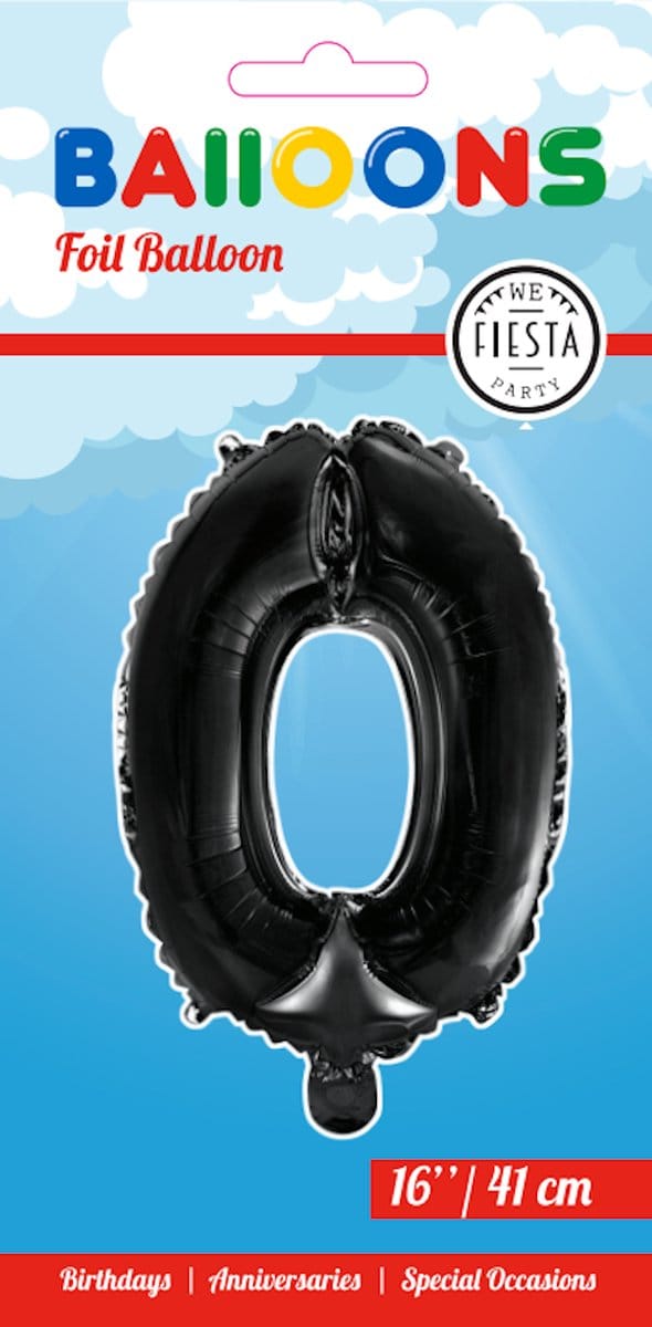 Folieballon 16" nmr. 0 - Zwart