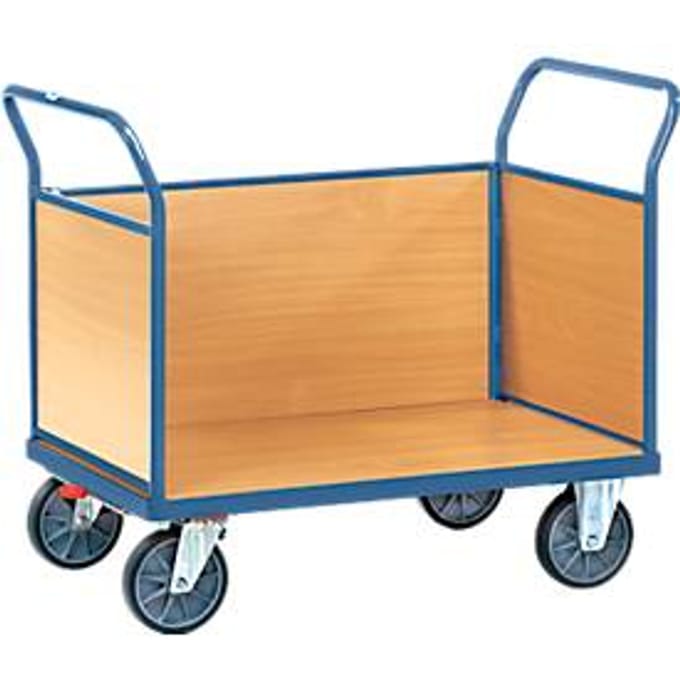Plateauwagen met 3 wanden, 1000 x 700 mm