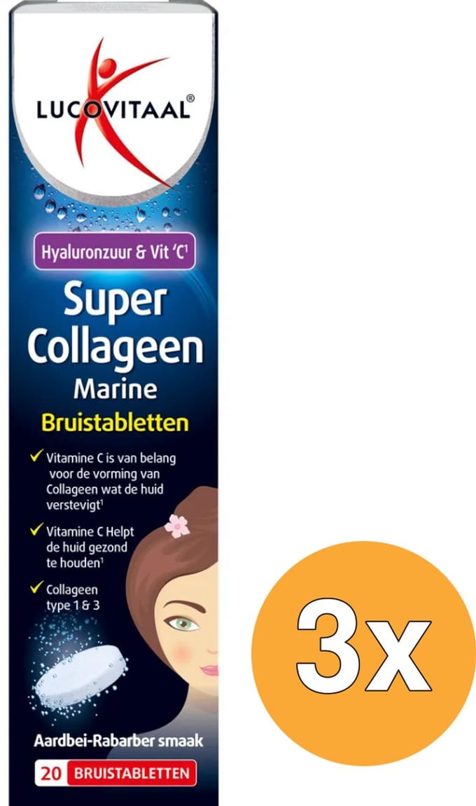 3x Lucovitaal Super Collageen (20 Bruistabletten)