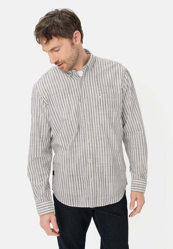camel active Langarmshirt met button-downkraag - Maat menswear-6XL - Donkerblauw