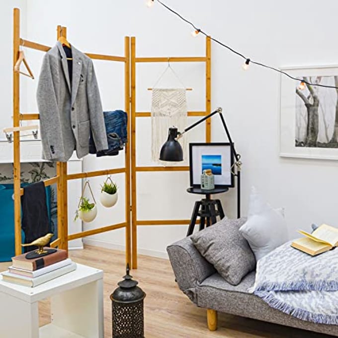 XL Handdoekladder van Bamboe - 180x180 Kledingladder en Decoratieve Muurladder