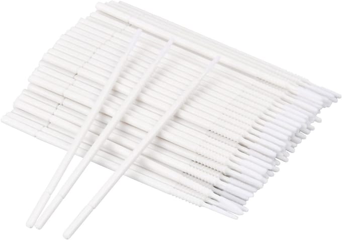 Set van 100 Wimperextensions Borstels, Micro Applicator Borstels en Mascara Borstels voor Wimperverlenging, Wimperafwerking en Make-up Verwijdering (Wit)