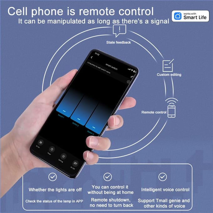 WiFi Touch Panel Switch Home Smart Switch Panel LED-indicatielampje Gehard glazen paneellicht 2 Way wit