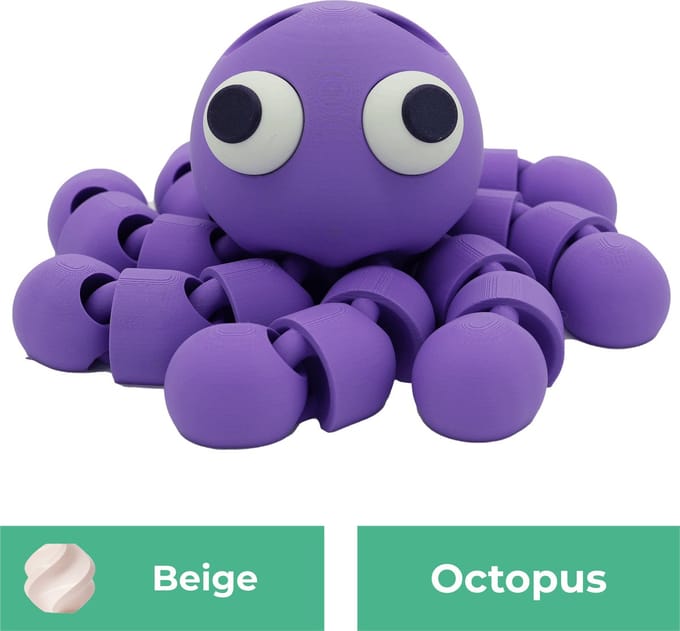 Flexibele octopus beeld – Decoratief beeld - Beige - 3d geprinte beeld – Unieke woondecoratie - 25CM