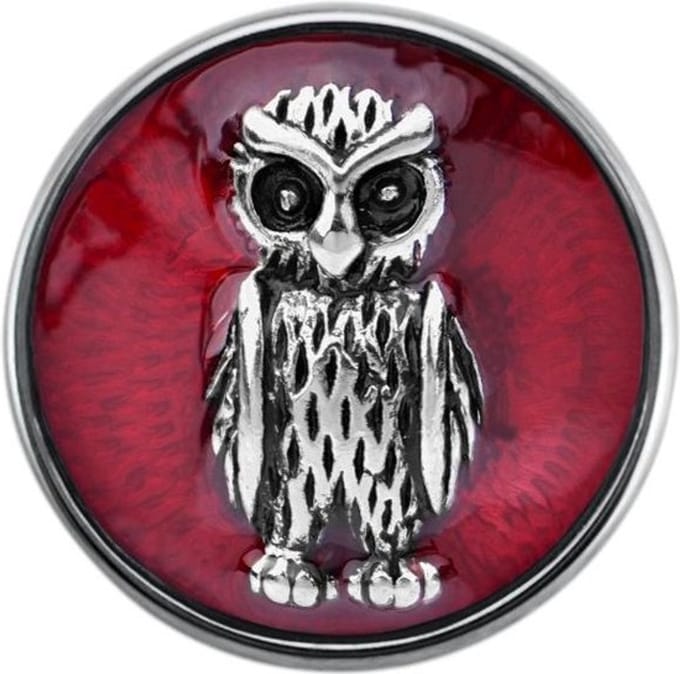 Quiges - Dames Click Button Drukknoop 18mm Uil Bruin - EBCM281