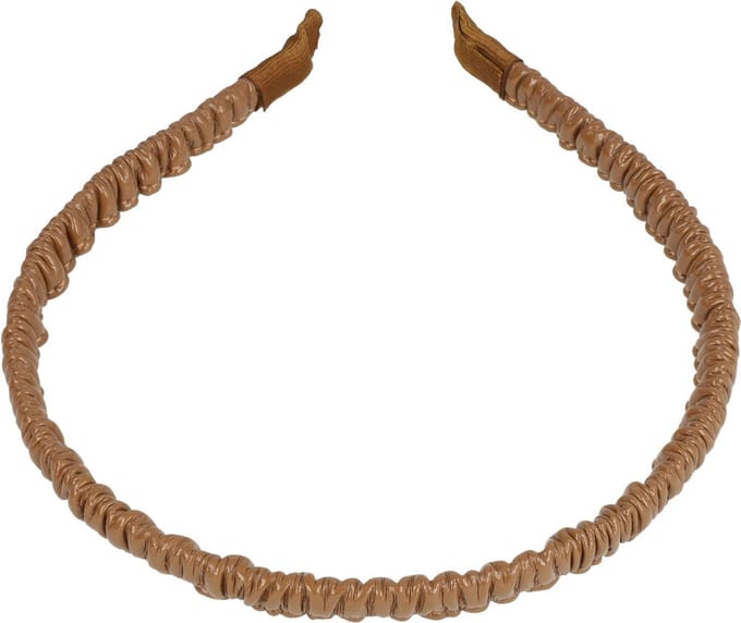 Haarsoires Haarband Diadeem 1cm – Gerimpeld Imitatie Lakleer – Lichtbruin