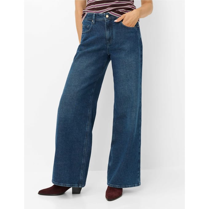 Brax Dames Jeans  Style MORGAN USED DARK BLUE, denim donkerblauw, maat 32