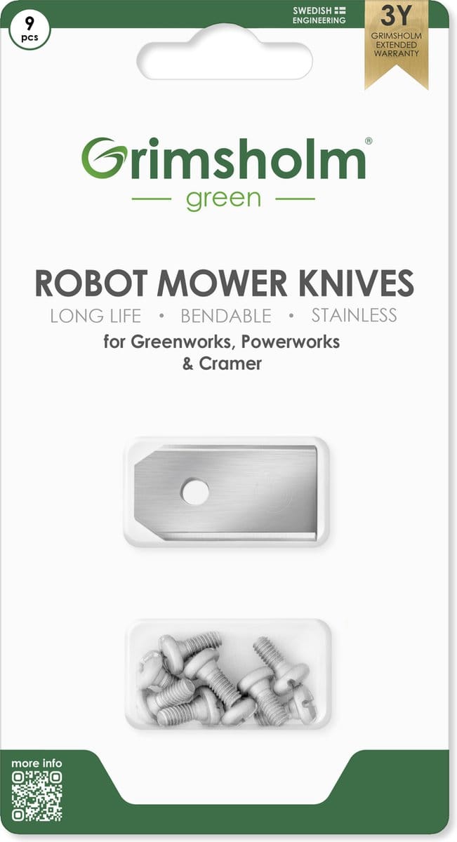 Grimsholm - Robotmaaiermessen - voor Greenworks, Powerworks, Cramer - 9 stuks