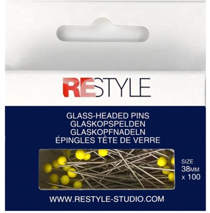 Restyle Glaskopspelden staal 0,60 x 38 mm geel 100 stuks