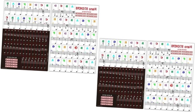 Toetsenbord Stickers - Pianostickers - Muziek Leren - Heldere Afdruk - 4 Sets - Gekleurd