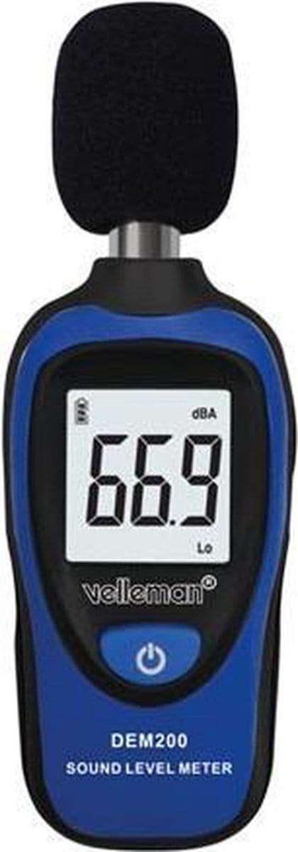 Velleman Ggeluidsniveaumeter, 30-130 db, LCD-Display, automatische uitschakeling, met windscherm, compact