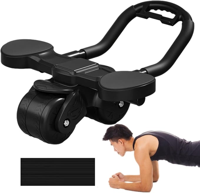 Buikspieroefening Roller - Kern trainer - Core training - Automatische rebound - 3.2 inch breed - Zwart