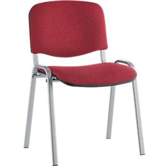 Bezoekerstoel ISO BASIC – stapelbaar - zilverkleurig aluminium onderstel - bordeaux