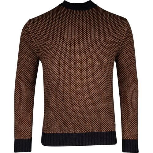 Baileys Trui Turtle Neck Allover Two Color Pattern Bruin / male