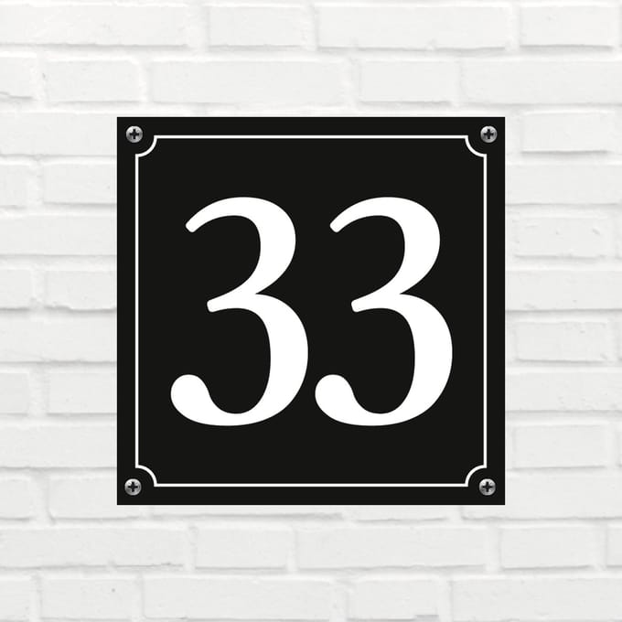 Huisnummerbord Mat zwart Deluxe - Nummer 33 - incl. bevestiging