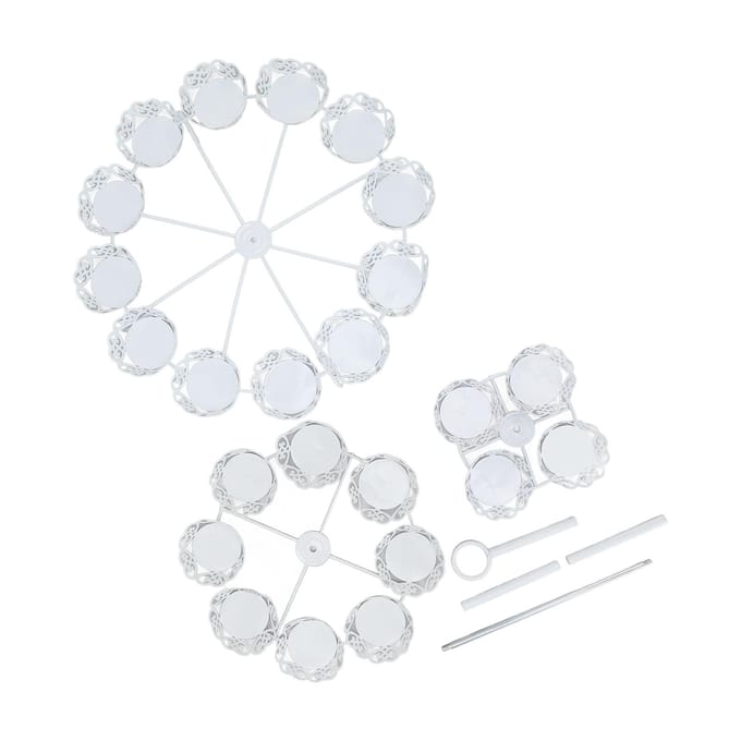 Cupcakestandaard voor 24 cupcakes 3 laags Gebak Serveer Display Standaard IJzeren Dessert Drager Display white